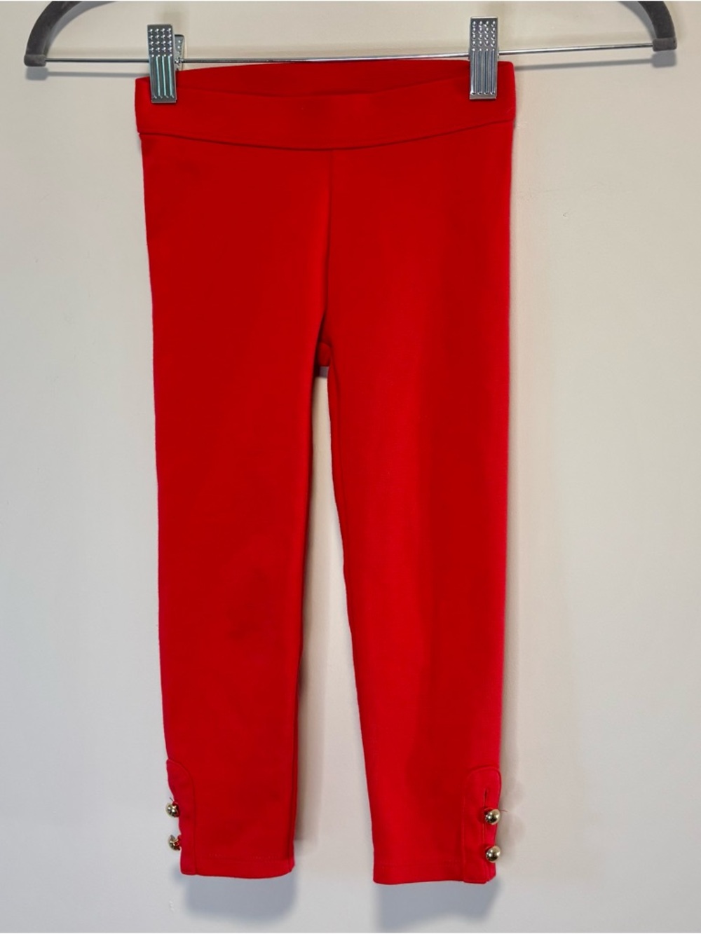 Janie and Jack Button Cuff Ponte Pant Legging Red Brass Buttons Girl 3T